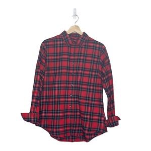 Weatherproof Shirt Women Small Red Flannel Plaid Comfort Stretch Buttoned Collar